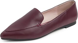 Feversole Round Toe Crochet Ballet Crochet Flats Women's Comfy Breathable Shoes, Vegan Leather Napa Burgundy, 38.5 EU