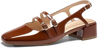 Coutgo Mary Jane - Scarpe da donna con tacco basso, chiuse, punta quadrata, per abito da sposa