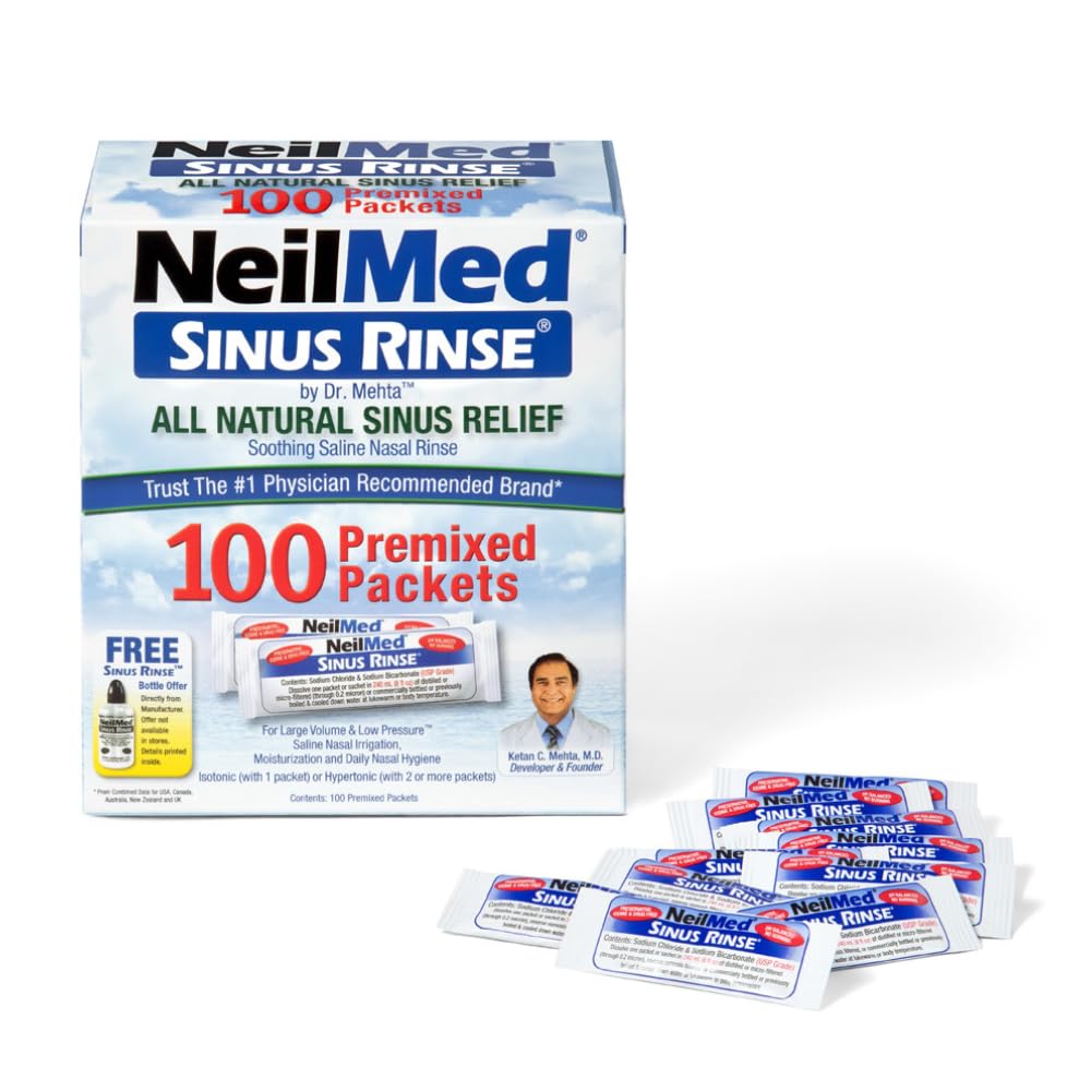 NeilMed Sinus Rinse All Natural Relief Premixed Refill Packets 100 Count (Pack o