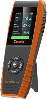 Temtop Air Quality Monitor PM2.5 PM10 Particle Counter, Formaldehyde, Temperature, Humidity, TVOC AQI Tester for Indoor/Outdoor Air Pollution Detection w/Data Export