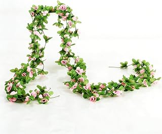90.5 Inch Artificial Flower Garland - Artificial Rose Rose Garland Hanging Artificial Silk Rose Garland for Wedding Arch Bedroom Home Wall Backdrop Outdoor Decor