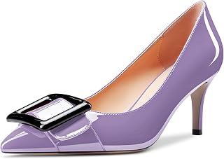 Castamere Women's Stiletto Mid Heel Closed Pointed Toe Pumps Slip-on Dress Cute Shoes 6.5 cm Heels