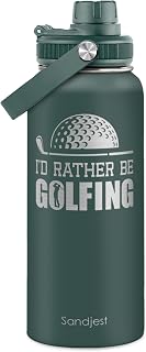 SANDJEST Golf Insulated Stainless Steel Water Bottle 32oz, I Would Rather Be Golfing, Vacuum Chug Lid Travel Tumbler for Men Friends Dad Brothers Golfers Coaches, Birthday Christmas