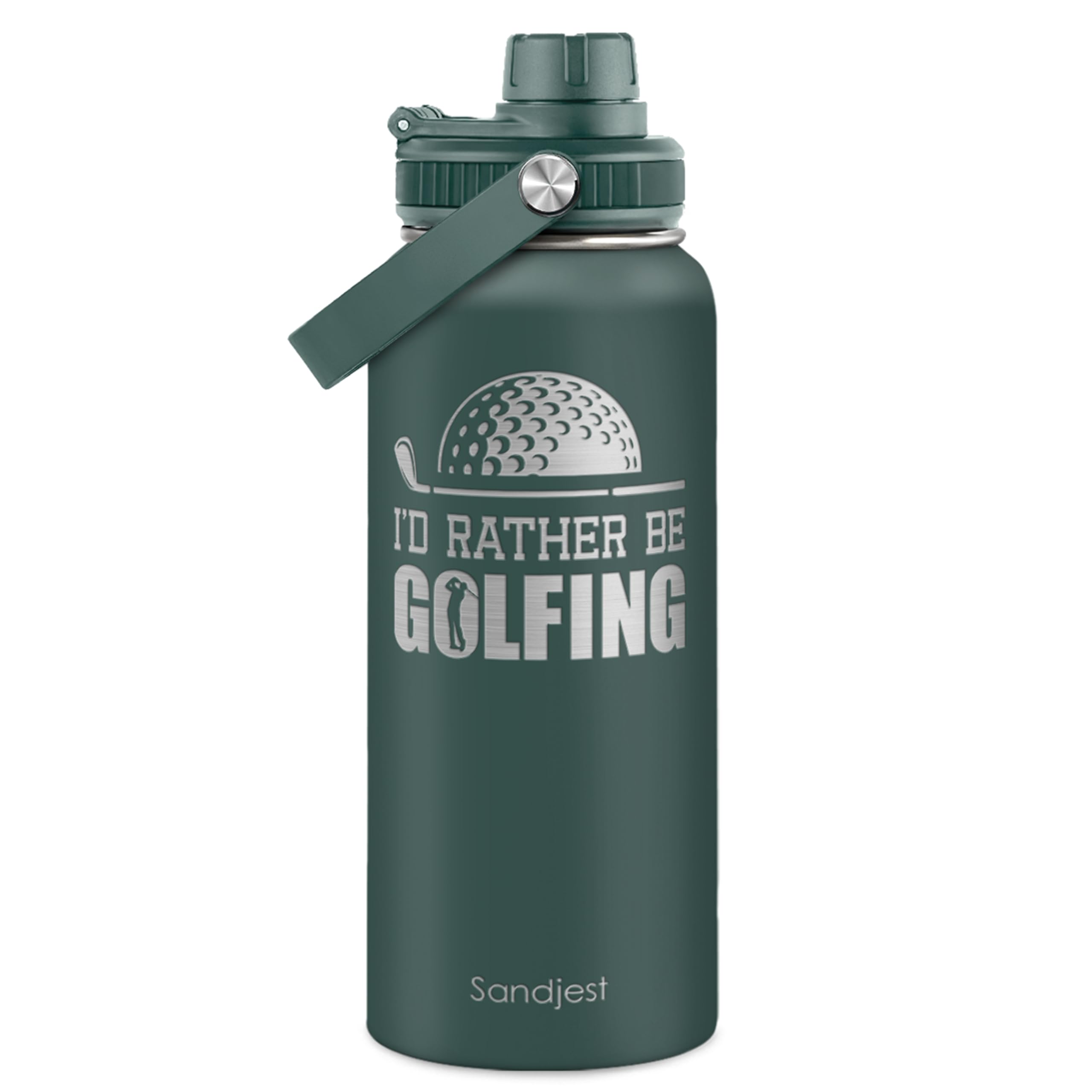 SANDJEST Golf Insulated Stainless Steel Water Bottle 32oz, I Would Rather Be Gol