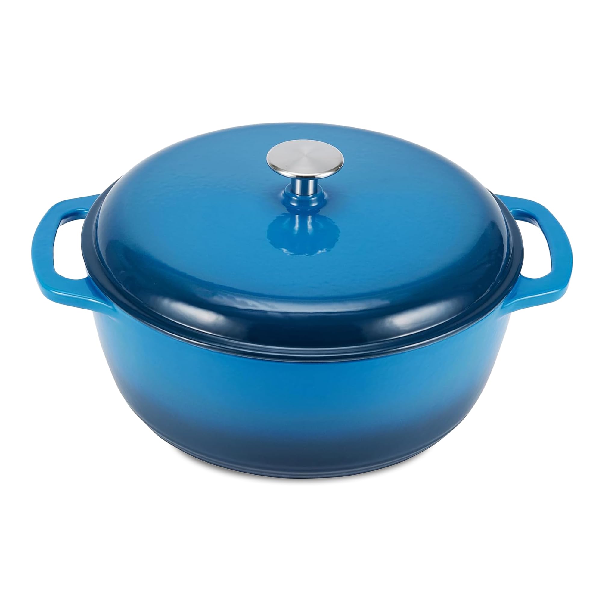 Amazon Basics Enameled Cast Iron Dutch Oven Pot With Lid, 4.3-Quart, Round, Dual