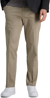Haggar Khaki Pants Iron Free Premium Khaki Straight Fit Flat Front Flex Waist Casual Pants Men's