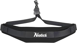 Neotech Soft Saxophone Neck Strap – Padded Neoprene Strap with Swivel Hook for Alto & Tenor Sax | Adjustable, Comfortable Support – Regular, Black, Made in USA