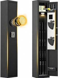 2-3 Biometric Gun Safe for Rifles and Pistols | No Assembly Required, Fingerprint Gun Cabinet for Rifles and Shotguns with Key Hooks, Adjustable Shelf & Anti-Theft Alarm