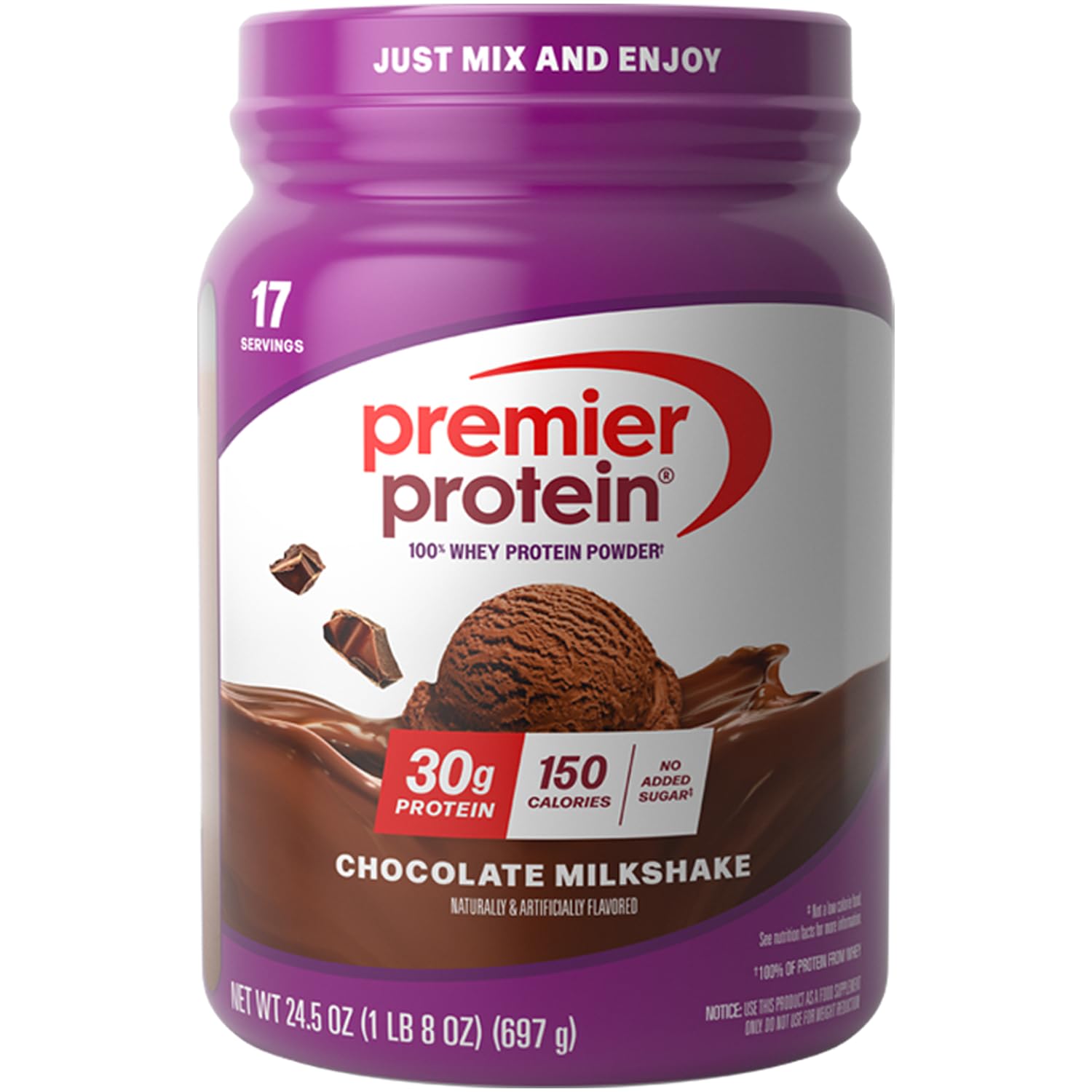 Premier Protein 30g High Protein Powder, 100% Whey, Chocolate, 17 Servings | No 