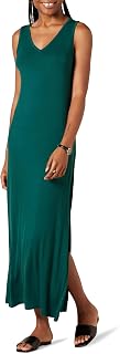 Amazon Essentials Women's Side-Slit V-Neck Jersey Maxi Dress