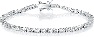 Gemsme 2.0MM Tennis Bracelet for Women and Men，18K White/Yellow Gold Plated Round 2mm Cubic Zirconia Classic Tennis Bracelet