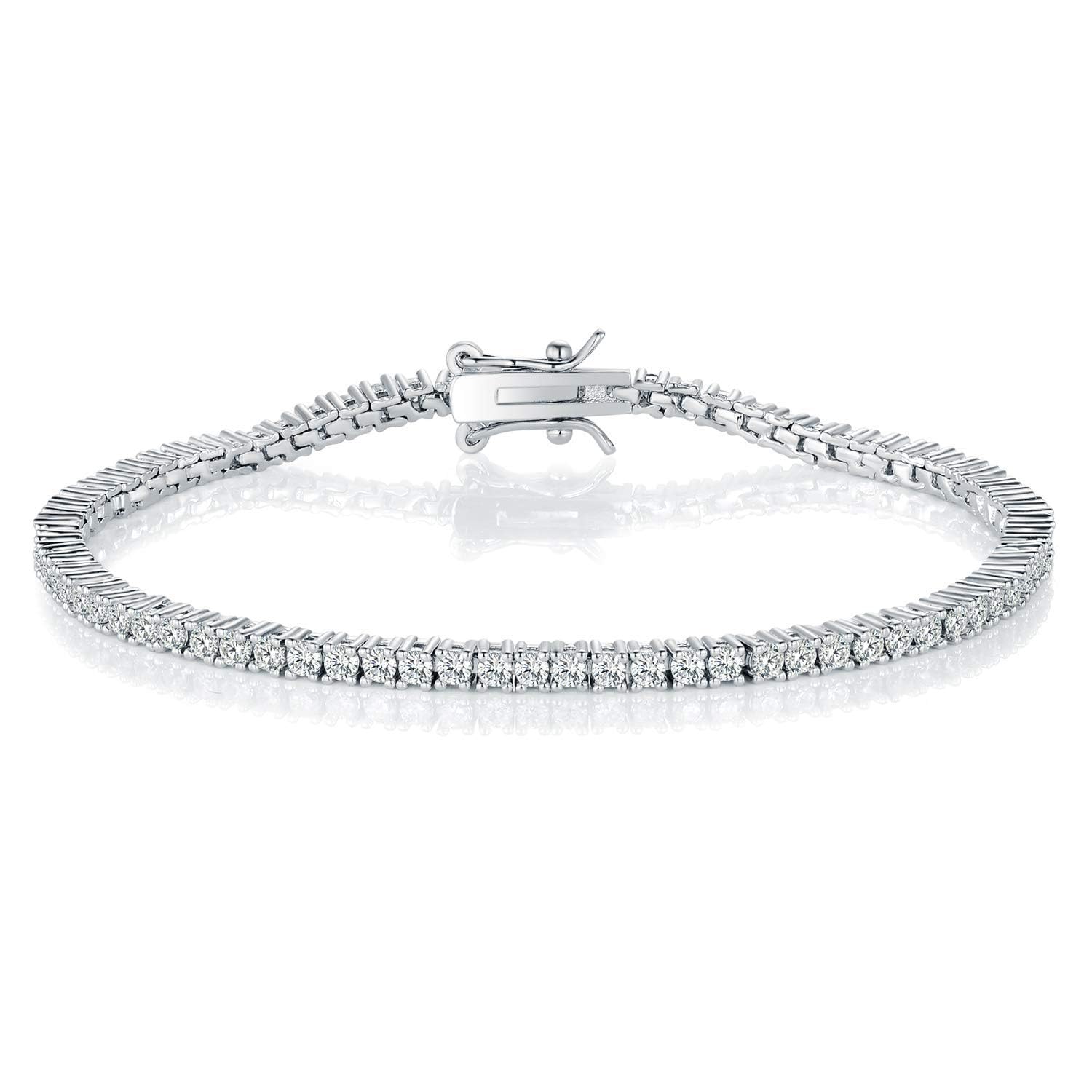Gemsme 2.0MM Tennis Bracelet for Women and Men，18K White/Yellow Gold Plated Roun