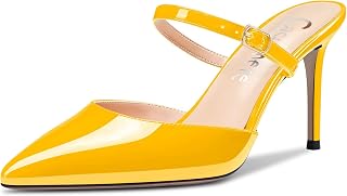 Castamere Women's High Heel Pointed Toe Slip-on Slingback Wedding Sandals Dress 8.5 CM Heels Shoes