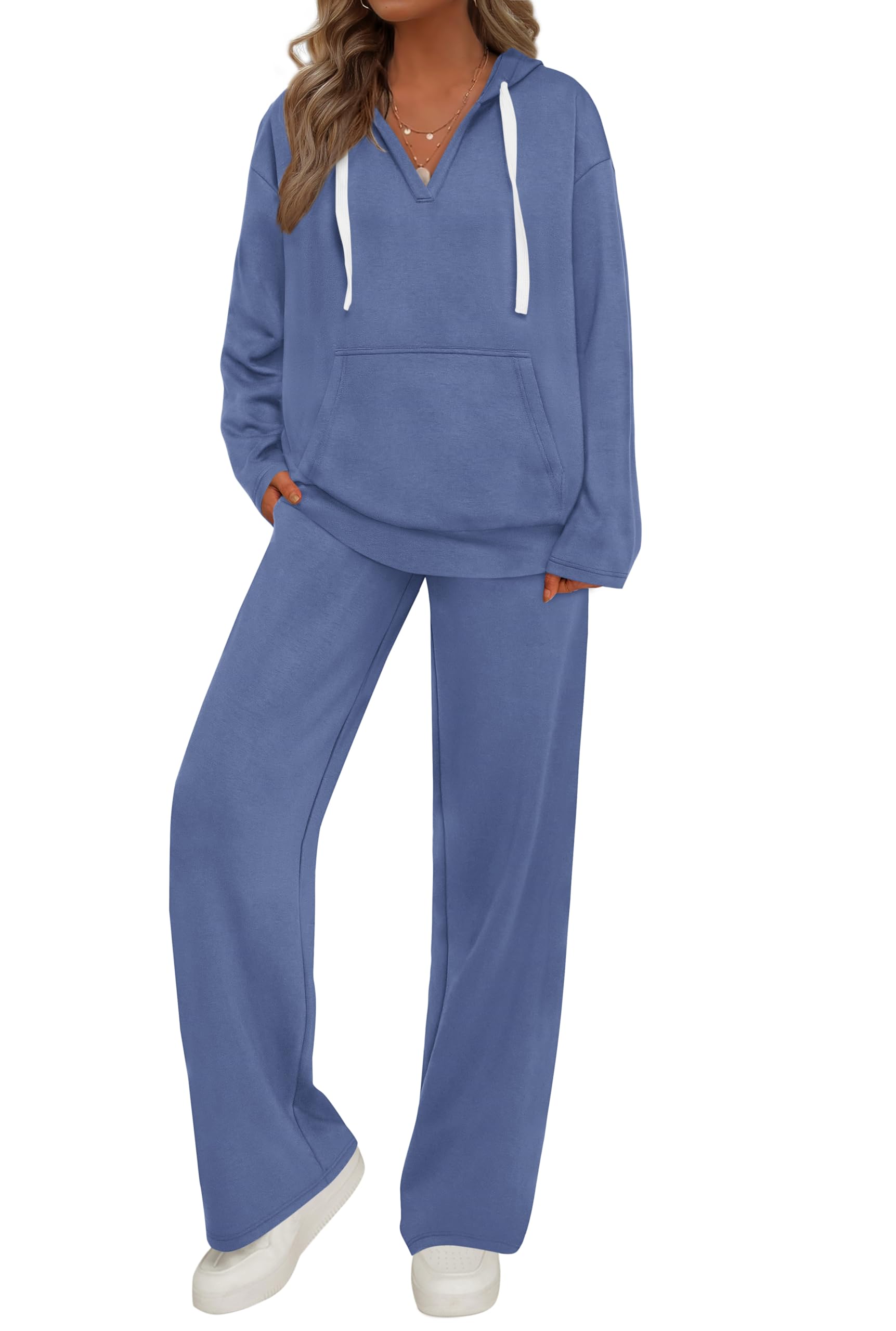 PRETTYGARDEN Tuta da donna in 2 pezzi tuta autunnale oversize scollo a V felpa c