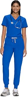 Scrubs for Women, V-Neck & Jogger Pants, 10 Pockets | 4-Way Stretch, Wrinkle Resistant, Splash Resistance Workwear, Adjustable Drawstring, For Nurses, Clinics & Long Shifts