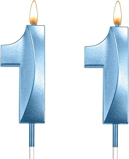 11st Candles 1.97 inch 3D Blue 11 Birthday Decorations for Girls Boys 11st Birthday Candles for Cake Blue 11 Cake Toppers for Boys Girls 11 Year Old Birthday Decorations for Boys Girls