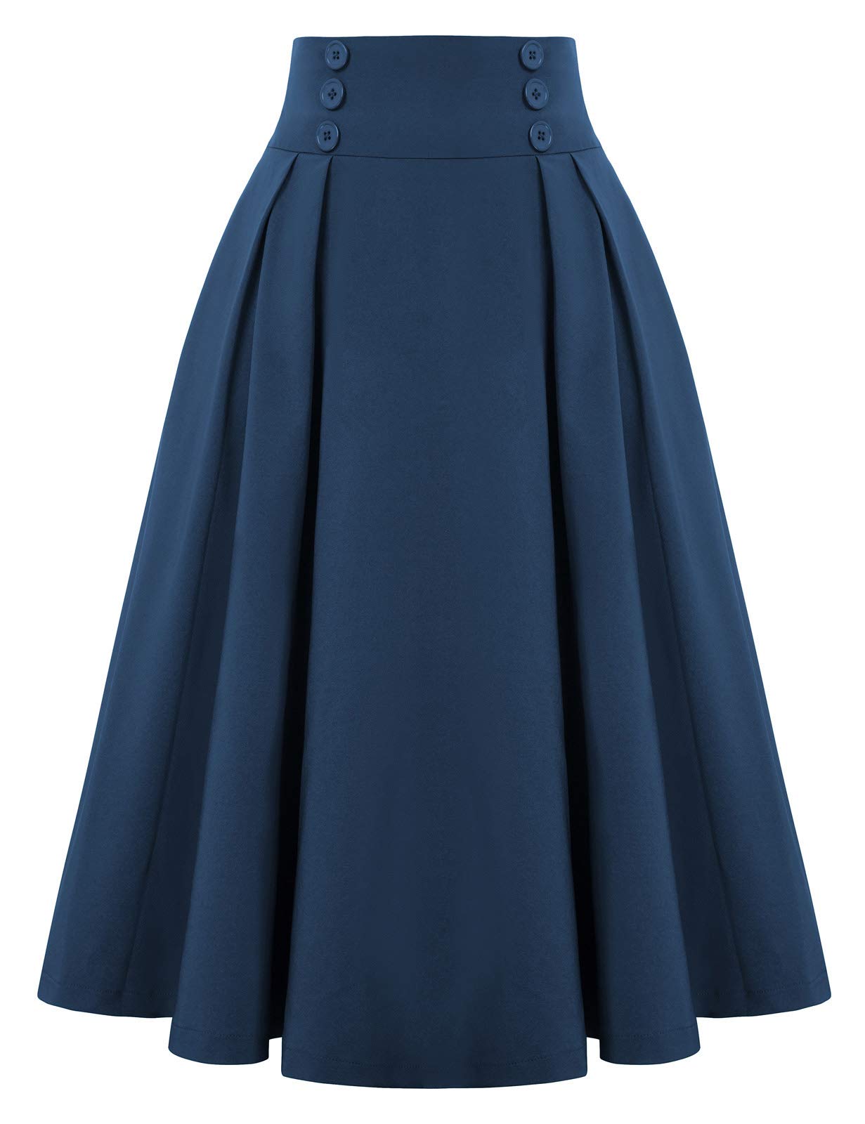 Belle Poque Women's Midi Pleated A-Line Skirts Pockets