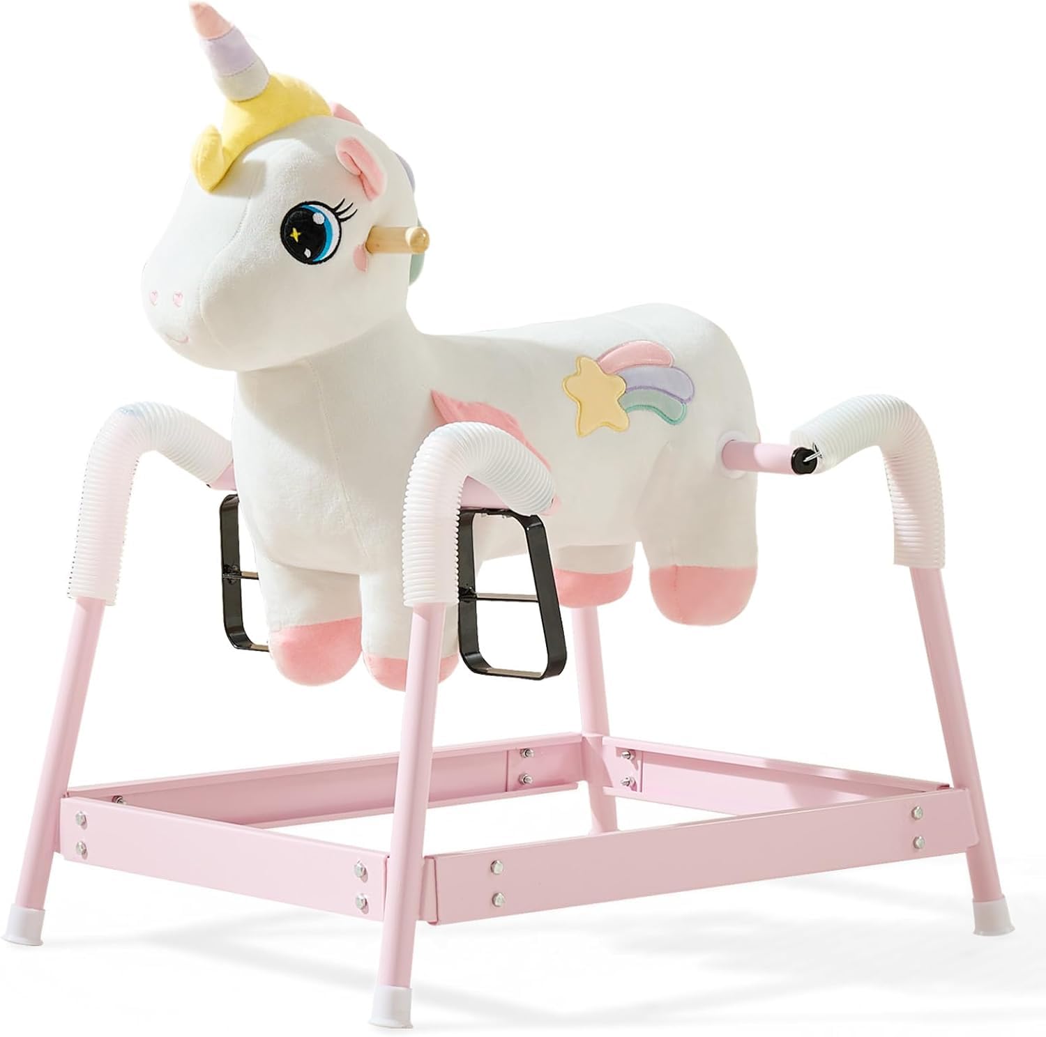 FUNLIO Unicorn Spring Rocking Horse for Kids 3-6, Rainbow Fairy Ride on Horse wi