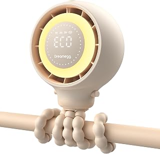 Dreamegg Portable Baby Pram Fan with Smart Display, 4 Speeds & Night Light