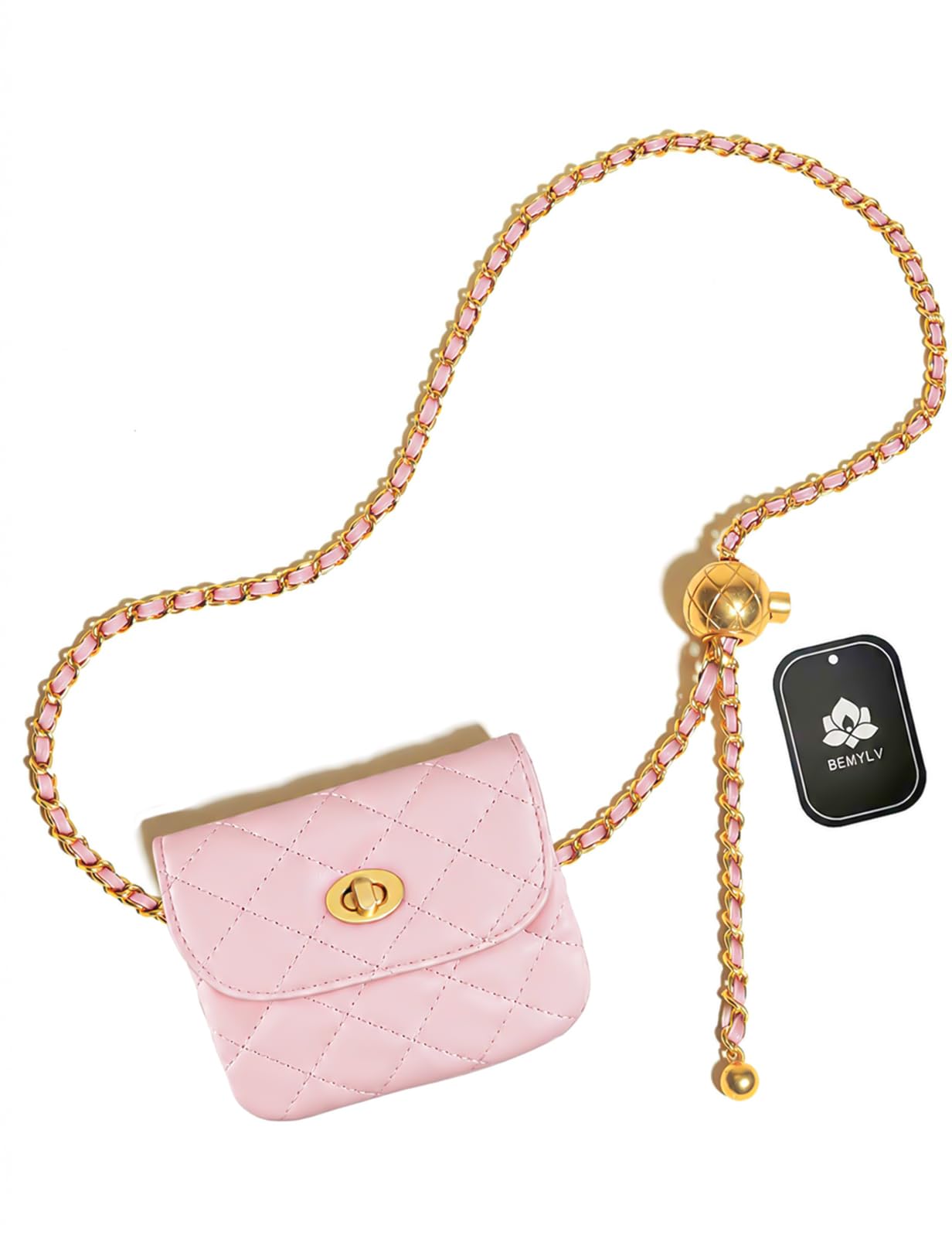 BEMYLV Leather Fanny Pack with Chain for Women, Fashion Fanny Pack, Detachable M