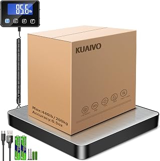 KUAIVO Shipping Scale, 440lb/0.35oz High Accurate Digital Postal Scale with Hold/Tare Function, Shipping Scale for Small Business, Packages, Luggage, Home Use, Battery & Charging Cable Include