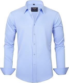 J.VER 男児用長袖ドレスシャツ 無地 ストレッチ しわ防止 シャツ キッズ カジュアル ボタンダウンシャツ 学生服