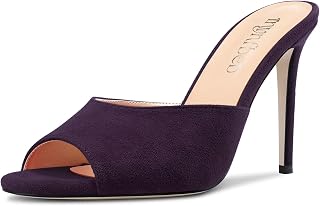 TNYNFBEB Women Stiletto High Heel Peep Open Toe Sandals Slingback Slip-on Wedding Office Cute Basic Classic 3.9 Inches Heels