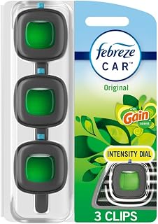 Febreze Car Air Freshener, Odor-Fighting Automotive Vent Clip, Gain Original Scent, 3 Count