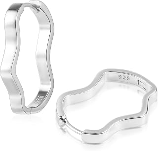 Gold Silver Hoop Earrings Women U-Shape Rhombus Wave Octagonal Hoop Earring