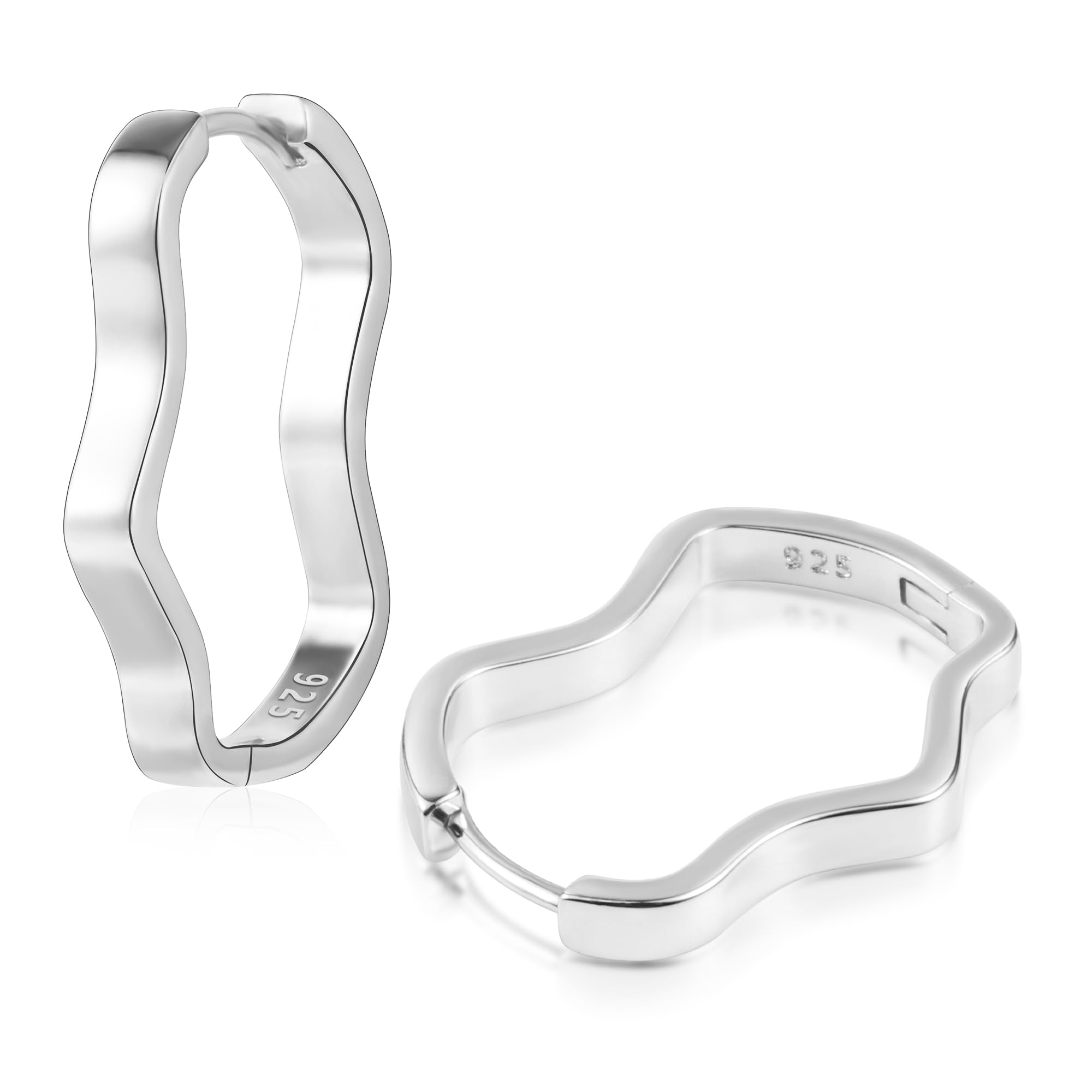 Gold Silver Hoop Earrings Women U-Shape Rhombus Wave Octagonal Hoop Earring