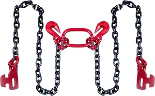 G80 Container Loading Chain (1/2" x 5') - 8800 lbs Capacity, Hot Dip Galvanized with V-Chain & Safety Locking Hooks for 20ft/40ft Shipping Containers, Trailers, Heavy Cargo