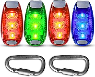 4 Pack LED Safety Light +Free Bonuses, Clip On Strobe Running Lights for Runners, Walking, Bicycle, Dog Collar, Stroller, Boat, Best Night High Visibility Accessories for Your Reflective Gear