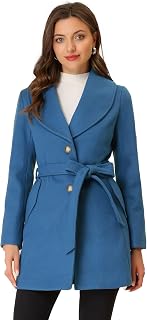 Allegra K Women's Winter Pea Coat 2026 Shawl Collar Belted Long Overcoats