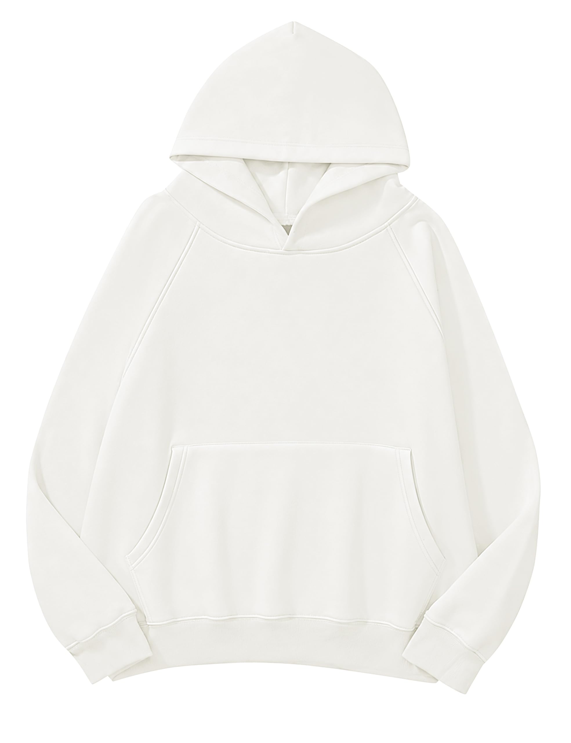 Lauweion Women Solid Basic Fleece Letter Loose Hoodie Sweatshirt Long Sleeve Kan