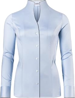 Vincenzo Boretti Blouse, Slim-Fit/Slim Fit, Elastic, Stand-up Collar - Easy Iron