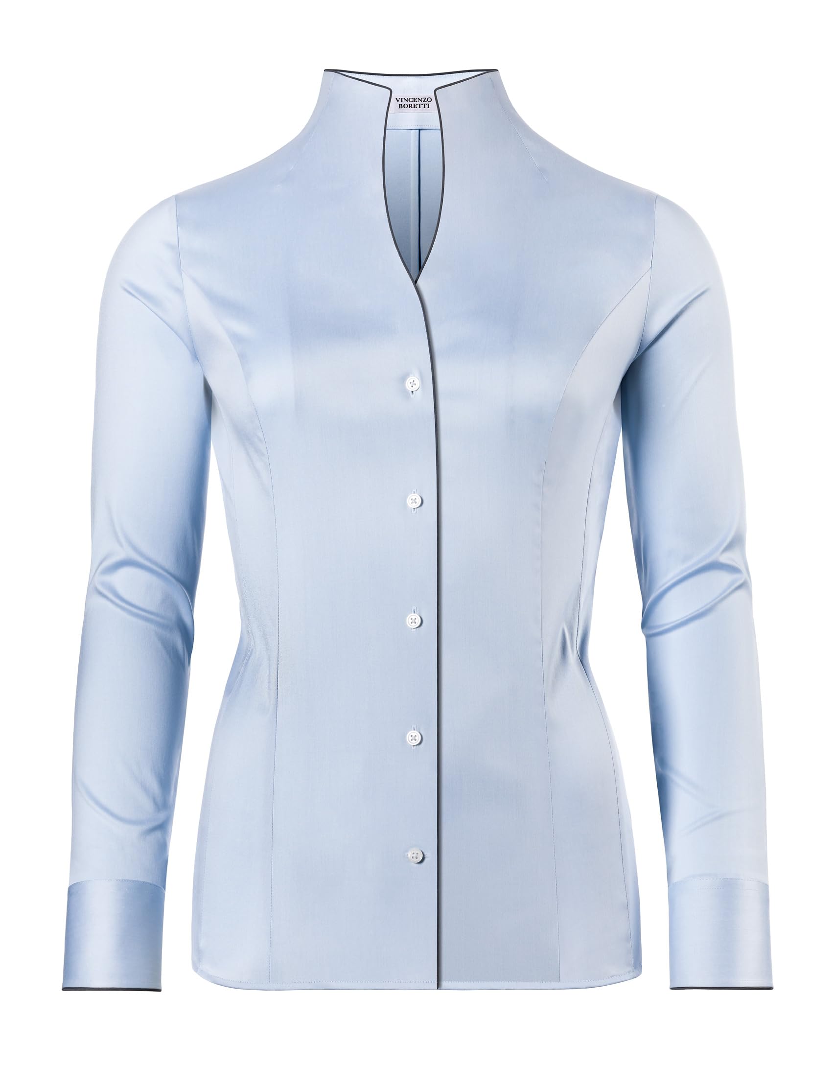 Vincenzo Boretti Blouse, Slim-Fit/Slim Fit, Elastic, Stand-up Collar - Easy Iron