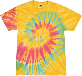 Colortone Women's Rainbow Tie Dye Top Short Sleeve T-Shirt