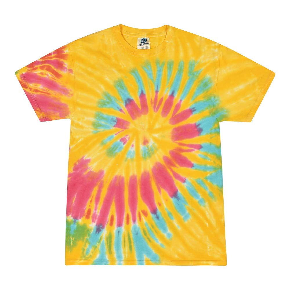 Colortone Women's Rainbow Tie Dye Top Short Sleeve T-Shirt