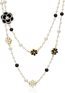 IDOKAWA Long Layered Pearl Necklaces for Women, Vintage Statement Jewelry