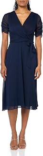 DKNY Fuax Wrap Dress with Ruffle Sleeves Women's Dress