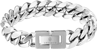 KRKC&CO Men’s Kihei Bracelet, 0.5/0.3 inch (12/8 mm) Wide,18k Gold Plated, Surgical Stainless Steel, Metal Allergy Friendly, Thick, Hip-Hop/Rapper Accessory, Gift, Celebrations, Birthdays