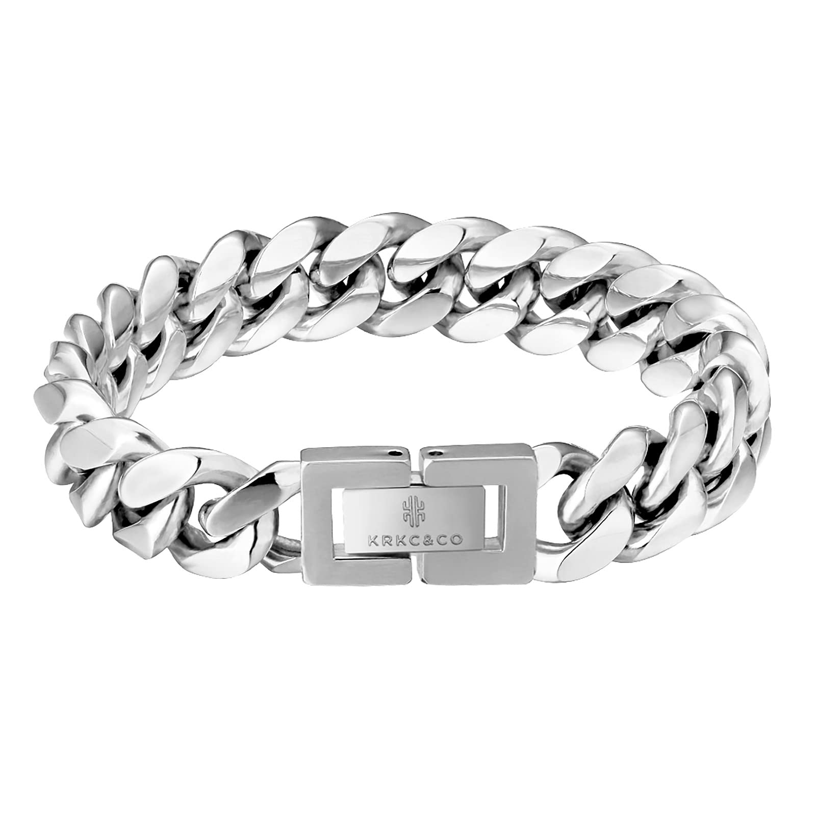 KRKC&CO Men’s Kihei Bracelet, 0.5/0.3 inch (12/8 mm) Wide,18k Gold Plated, Surgi