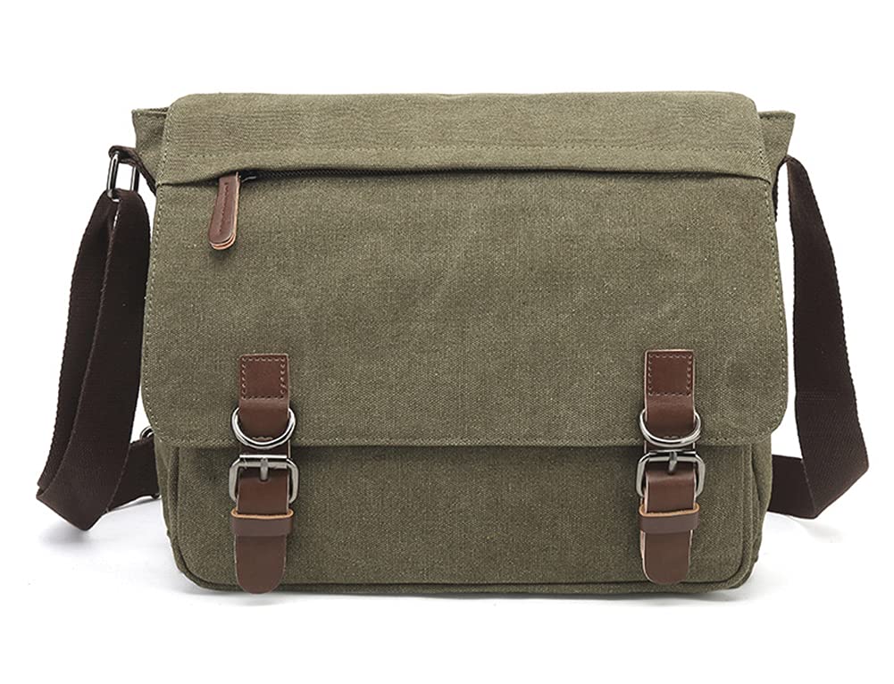 Sechunk Canvas Vintage Messenger Bag Shoulder bag Leather Large Travel Crossbody