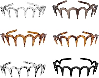 Enhance Your Hair Play with 6 Pieces Shark Teeth Zig Zag Headbands - Fashion Plastic U Shape Wavy Teeth Comb for Women and Girls (6 Colors)