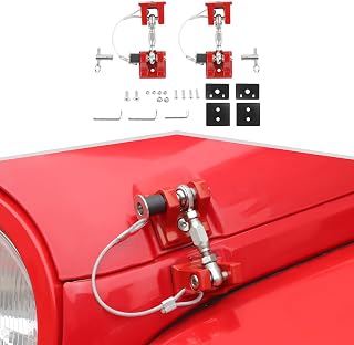 amayum 2Pcs Red Aluminum Hood Latch with Lock fit for Jeep Wrangler JK/JKU 2007-2017, JL/JLU 2018+, Gladiator JT 2020+ – Heavy Duty Exterior Hood Catches