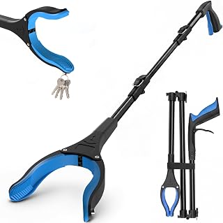 Litter Pickers Grabber Stick 91cm/36" - Heavy Duty Helping Hand Grabber & Reaching Aid for Adults, Elderly, Disabled - Foldable Pick Up Stick with Magnetic Tip & 360° Rotating Jaw (Blue & Black)