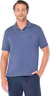 Nautica Men's Classic Fit Short Sleeve Solid Soft Cotton Polo Shirt, true black, Free Size