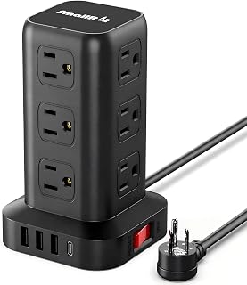 SMALLRT Tower Power Bar USB C with 6.5FT Flat Plug Extension Cord Indoor