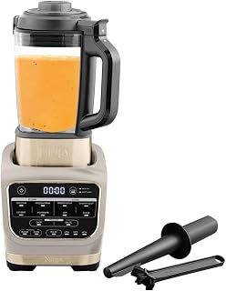 Ninja Foodi Blender & Soup Maker, 1.7L Glass Jug, Stone Gold HB150UKSTGD | Hot & cold blender and soup maker with 10 Auto-iQ Programs. Built-In heating element. Cook, blend and serve – all in one jug.