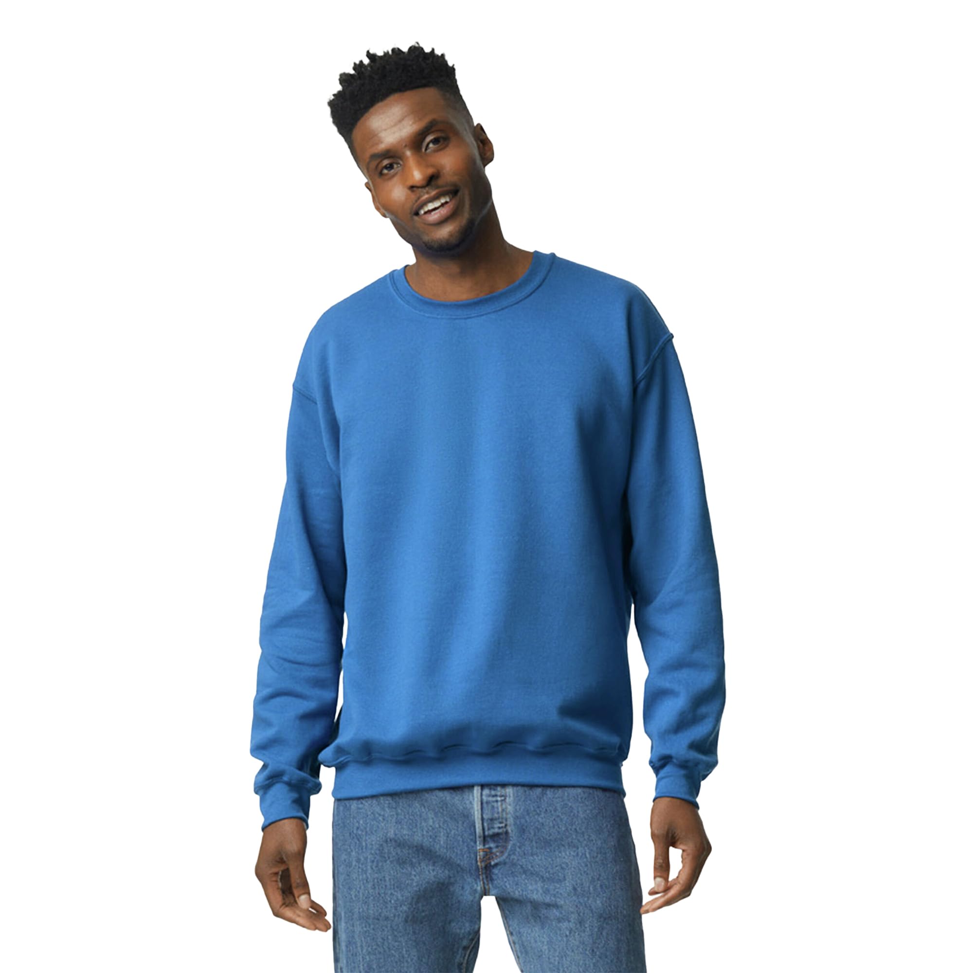 Gildan Men's Crew Neck Fleece Tracksuit Top (Pack of 1), Royal Blue, L